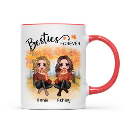 Doll Best Friends Besties Sitting Fall Season Personalized Mug