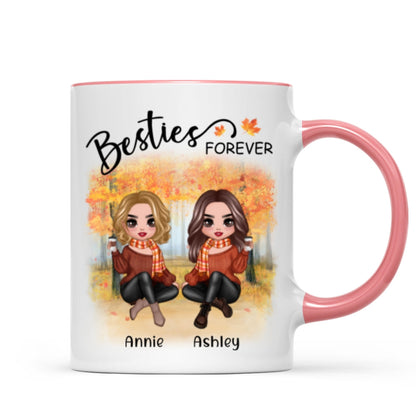Doll Best Friends Besties Sitting Fall Season Personalized Mug