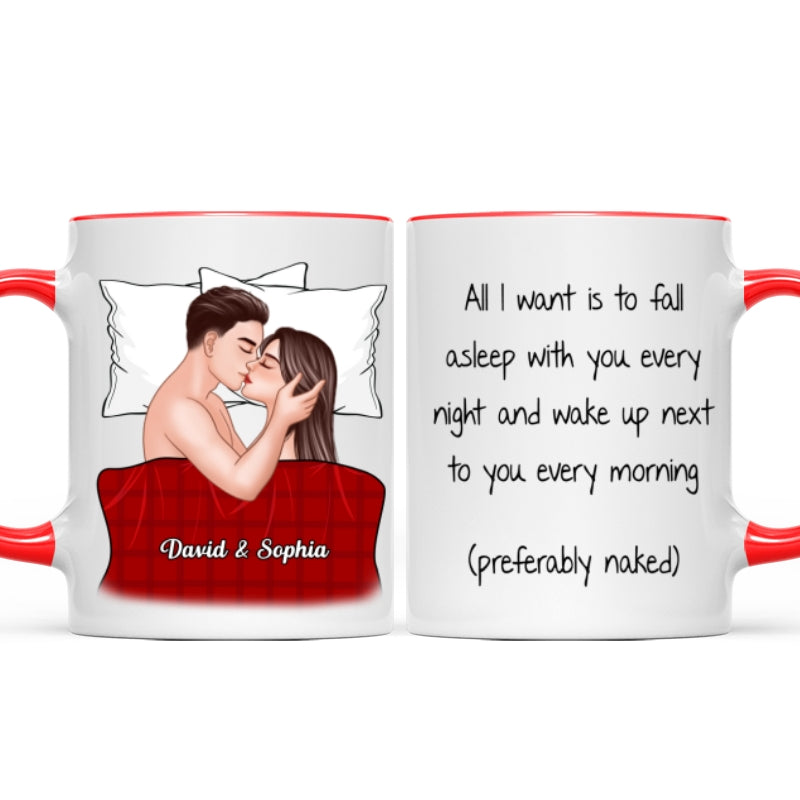 All I Want Is To Fall Asleep With You Valentine's Couple Personalized Mug