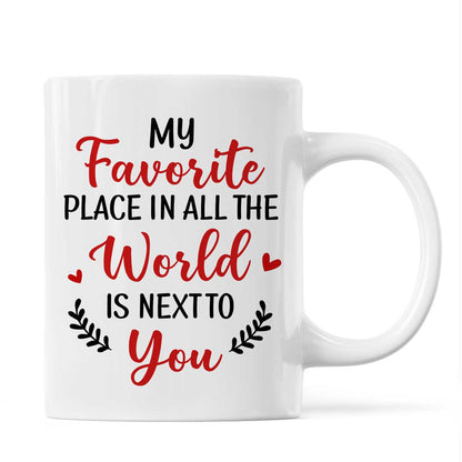 Hugging Doll Couple Under Red Tree Anniversary Gift For Him For Her Personalized Mug