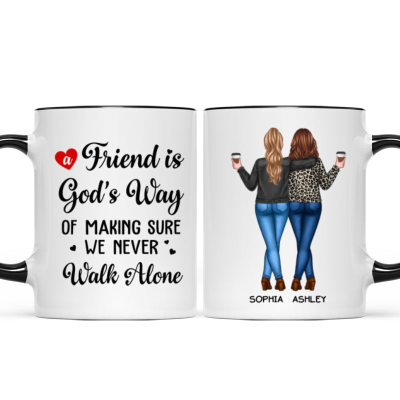 A Friend Is God's Way Besties Best Friend Gift Cup, Friendship Personalized Mug