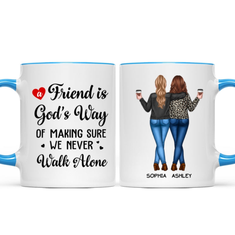 A Friend Is God's Way Besties Best Friend Gift Cup, Friendship Personalized Mug