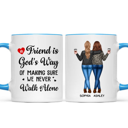 A Friend Is God's Way Besties Best Friend Gift Cup, Friendship Personalized Mug