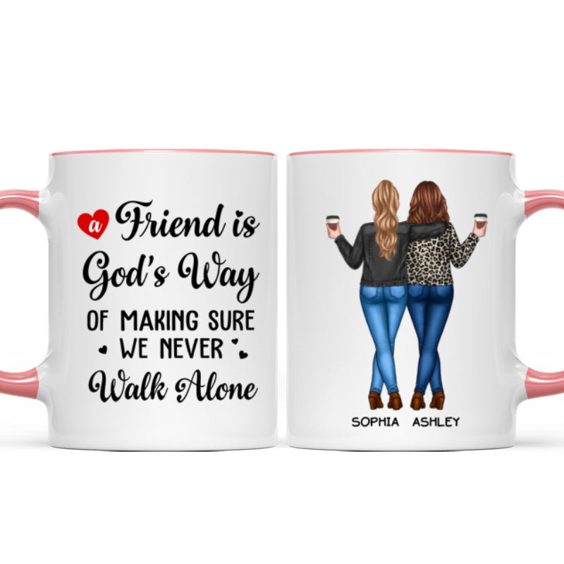 A Friend Is God's Way Besties Best Friend Gift Cup, Friendship Personalized Mug