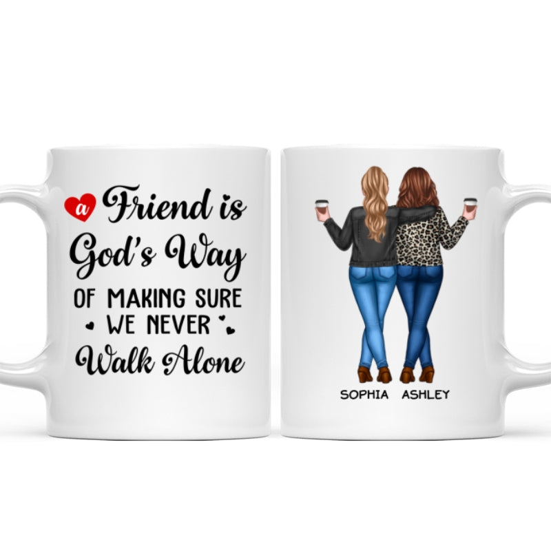 A Friend Is God's Way Besties Best Friend Gift Cup, Friendship Personalized Mug