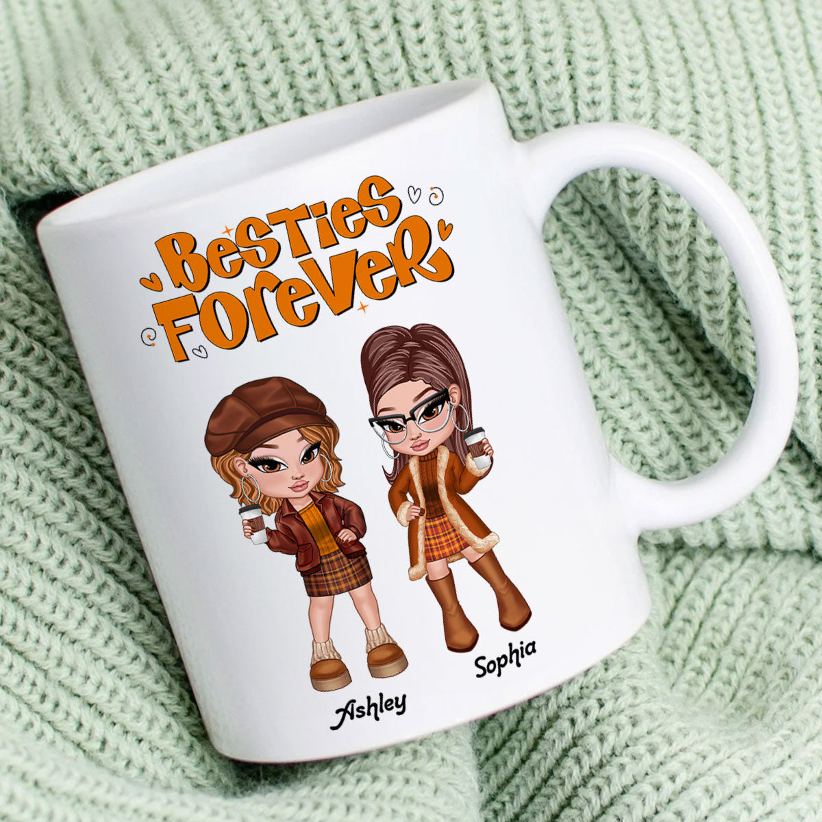 Trendy Fall Season Mug For Besties Sisters, Y2K Style
