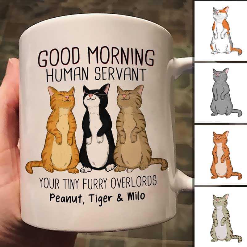 Standing Cats Good Morning Human Servant Personalized Mug
