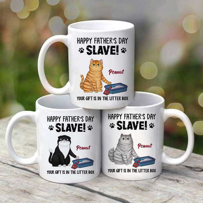 Happy Father's Day Gift In Litter Box Cats Personalized Mug