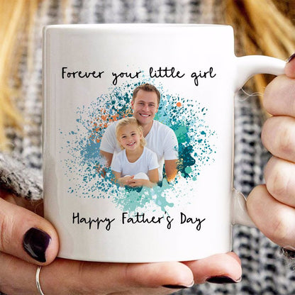 Watercolor Splash Custom Photo Father's Day Gift For Dad Personalized Mug