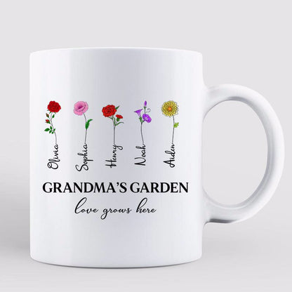 Grandma Garden Love Grows Here Gift For Grandma Personalized Mug