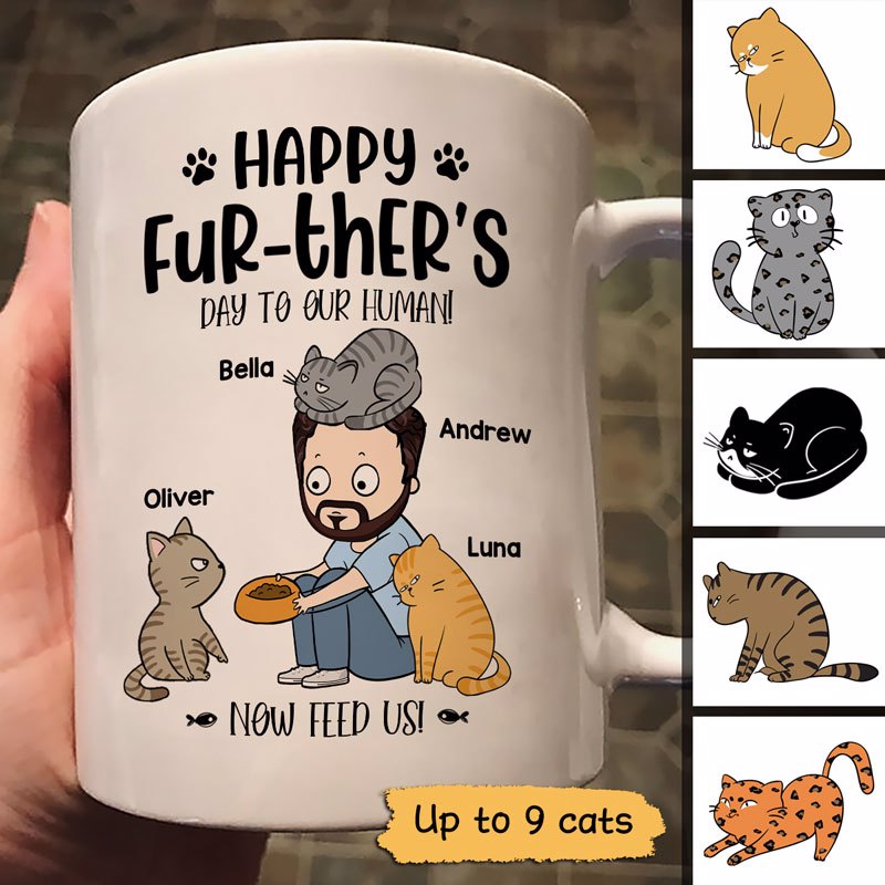 Happy Further's Day Human Chibi Cat Dad Personalized Mug