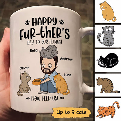 Happy Further's Day Human Chibi Cat Dad Personalized Mug
