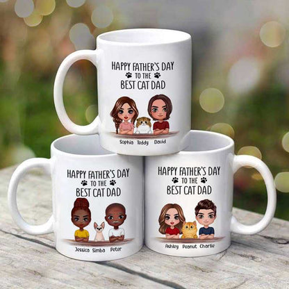 Doll Couple And Cats Happy Father's Day Gift Personalized Mug