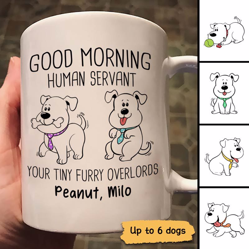 Happy Father's Day Human Servant Wagging Tail Dogs Personalized Mug