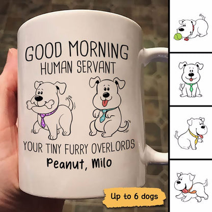 Happy Father's Day Human Servant Wagging Tail Dogs Personalized Mug