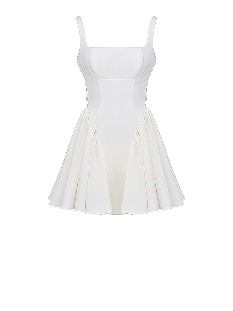 A-line Low Open Back Bow Mini Dress