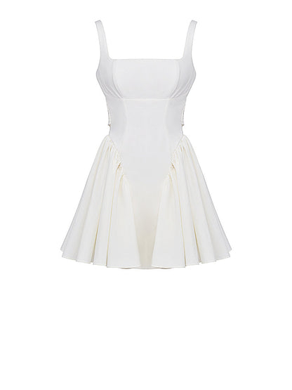 A-line Low Open Back Bow Mini Dress