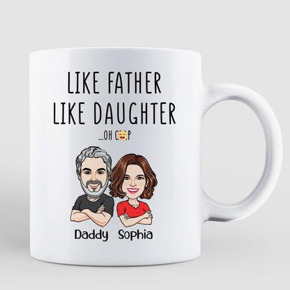 Caricature Style Like Father Like Daughter Personalized Mug