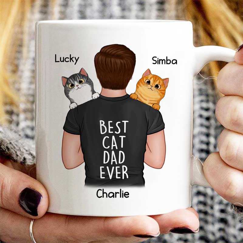 Man Carrying Cats Best Cat Dad Ever Personalized Mug