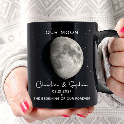 Our Moon Couple Gift Moon Phase Art Anniversary Gift For Him, Gift For Her Wedding Gift Personalized Mug