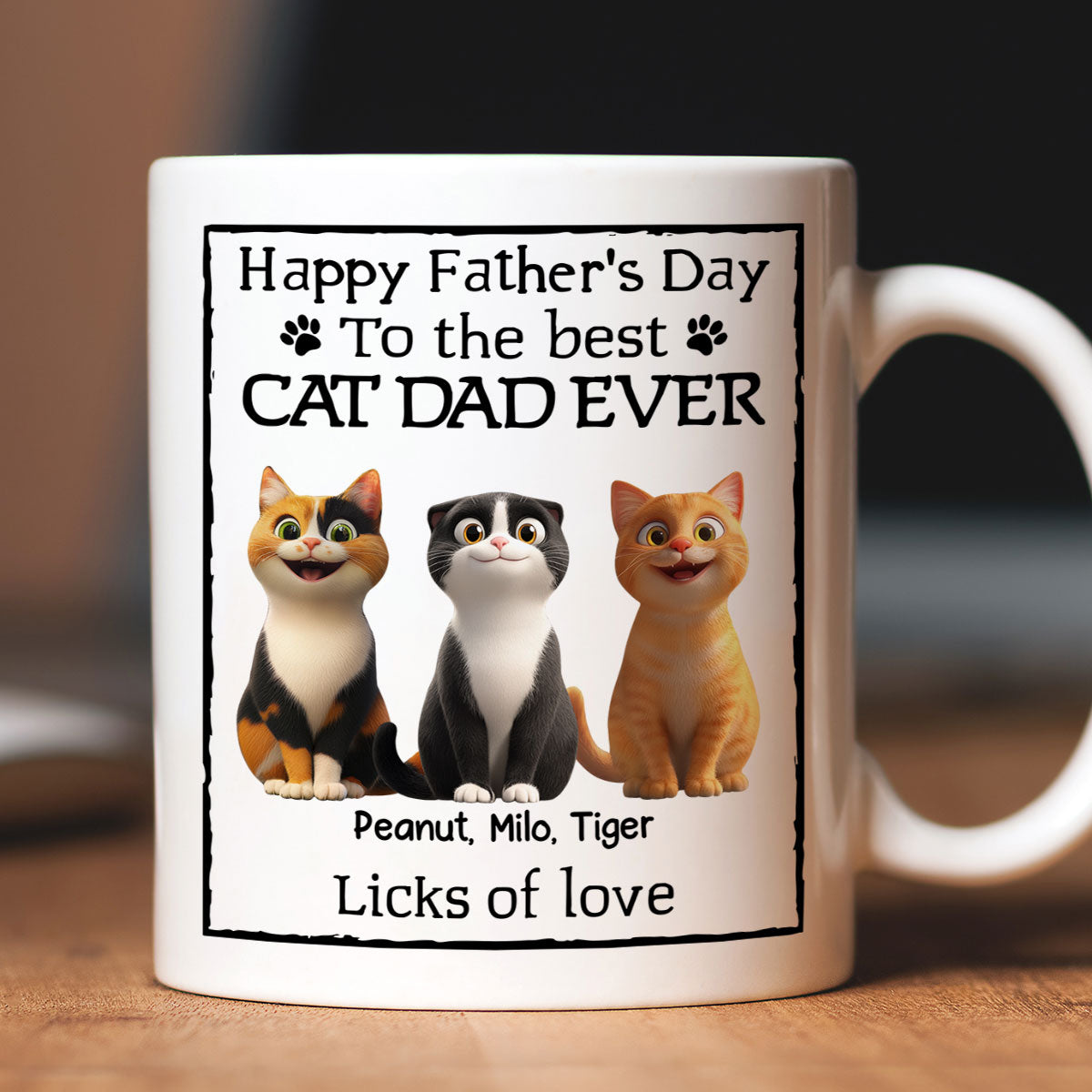 Happy Father's Day Best Cat Dad Cartoon Funny Style Cats Personalized Mug