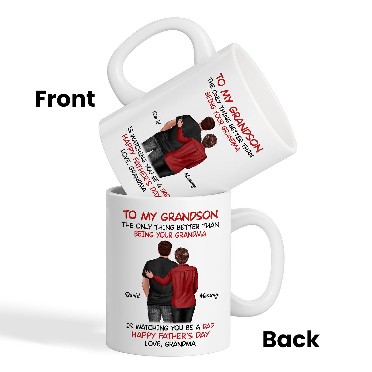 To My Grandson From Grandma Happy Father's Day Back View Personalized Mug