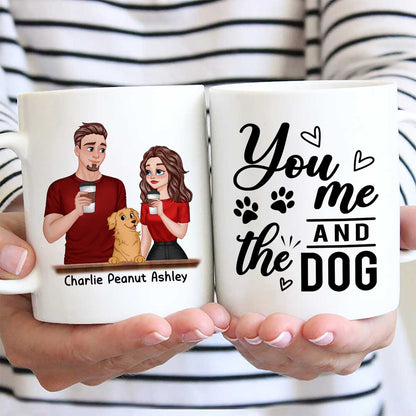 Cartoon Couple You Me & The Dog Personalized Mug