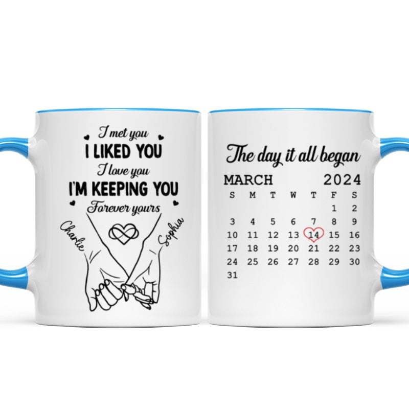 Couple Hand in Hand Gift Anniversary Calendar Keepsake Wedding Gift Personalized Mug