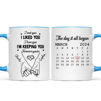 Couple Hand in Hand Gift Anniversary Calendar Keepsake Wedding Gift Personalized Mug