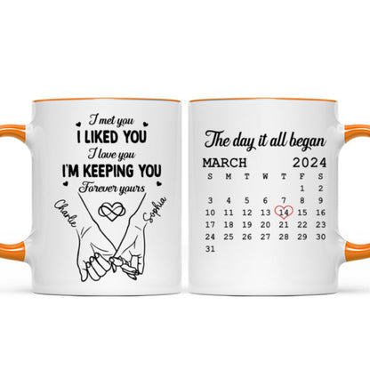 Couple Hand in Hand Gift Anniversary Calendar Keepsake Wedding Gift Personalized Mug