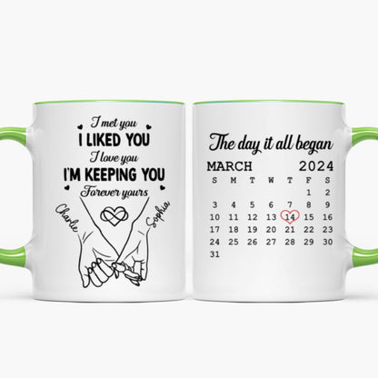 Couple Hand in Hand Gift Anniversary Calendar Keepsake Wedding Gift Personalized Mug