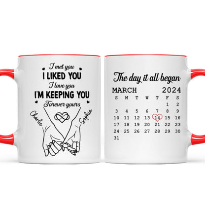 Couple Hand in Hand Gift Anniversary Calendar Keepsake Wedding Gift Personalized Mug