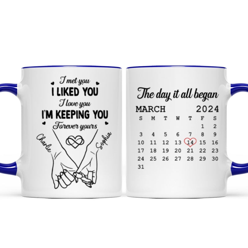 Couple Hand in Hand Gift Anniversary Calendar Keepsake Wedding Gift Personalized Mug