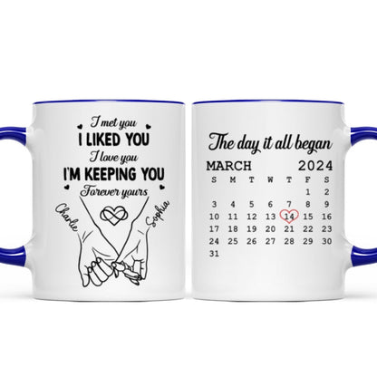 Couple Hand in Hand Gift Anniversary Calendar Keepsake Wedding Gift Personalized Mug