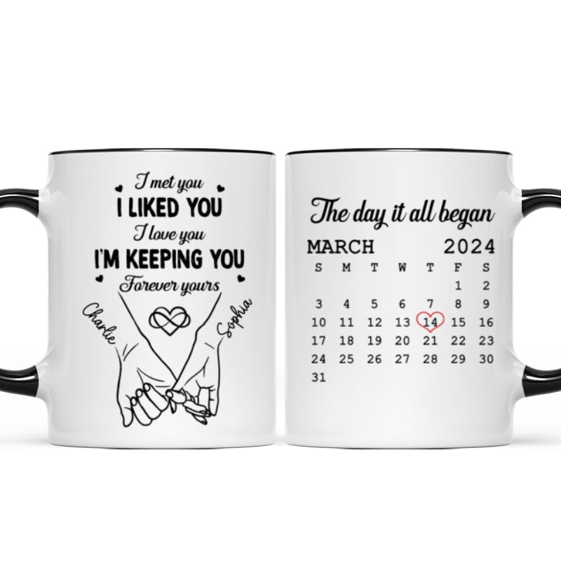 Couple Hand in Hand Gift Anniversary Calendar Keepsake Wedding Gift Personalized Mug
