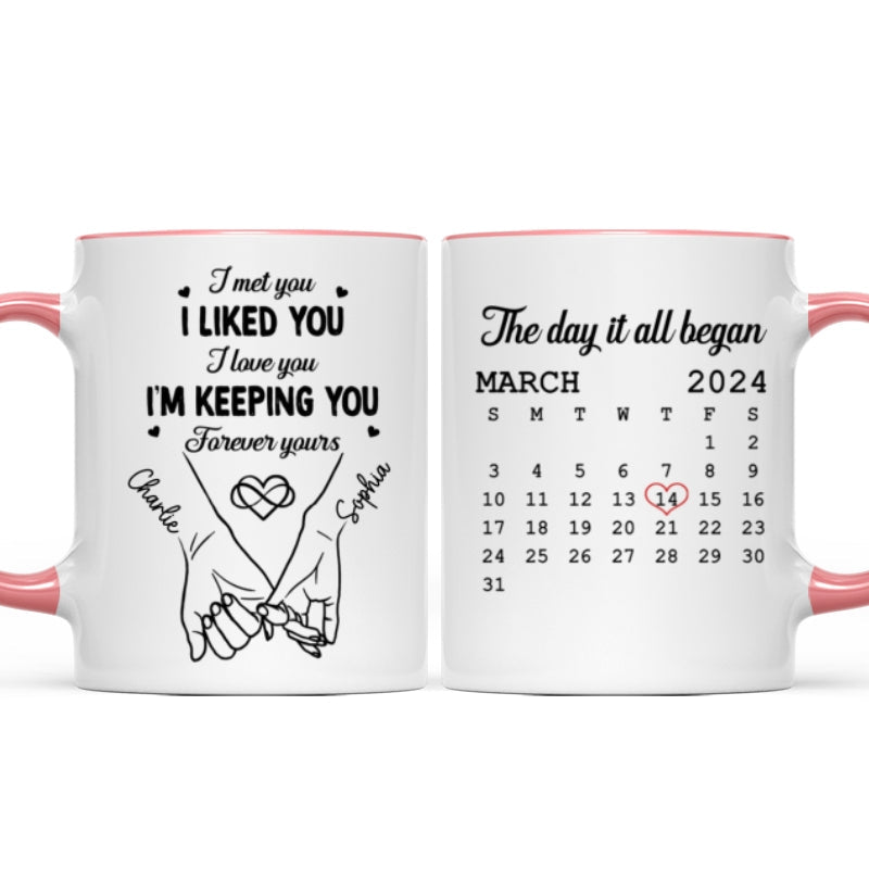 Couple Hand in Hand Gift Anniversary Calendar Keepsake Wedding Gift Personalized Mug