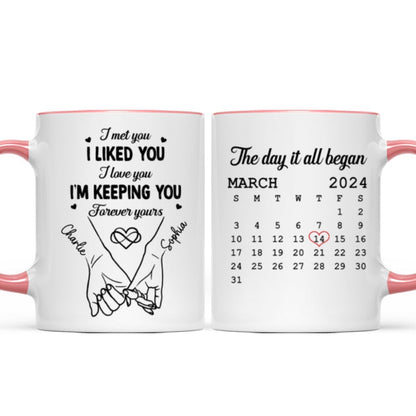 Couple Hand in Hand Gift Anniversary Calendar Keepsake Wedding Gift Personalized Mug