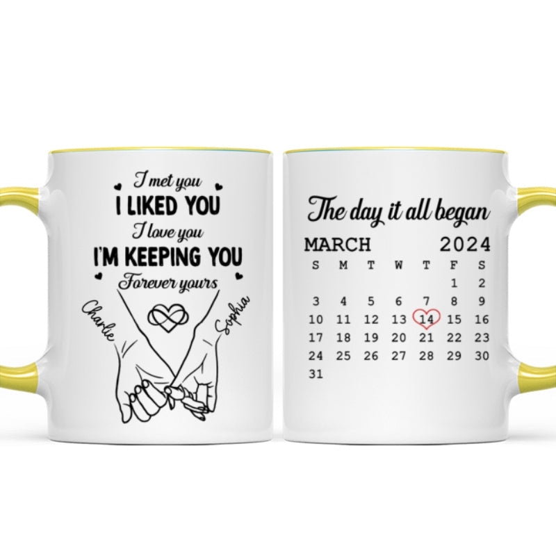 Couple Hand in Hand Gift Anniversary Calendar Keepsake Wedding Gift Personalized Mug