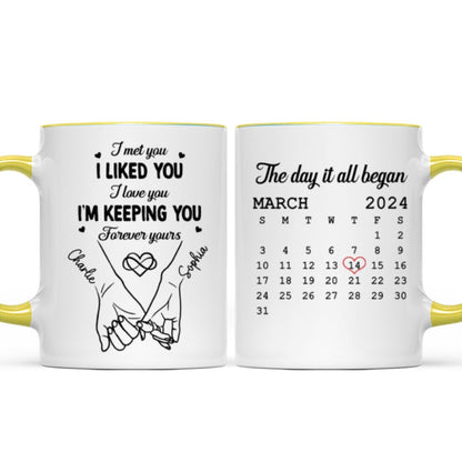 Couple Hand in Hand Gift Anniversary Calendar Keepsake Wedding Gift Personalized Mug