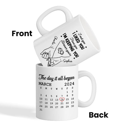 Couple Hand in Hand Gift Anniversary Calendar Keepsake Wedding Gift Personalized Mug