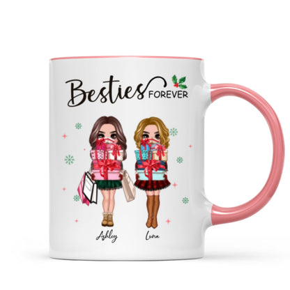 Christmas Best Friends Sisters Shopping Girls Personalized Mug