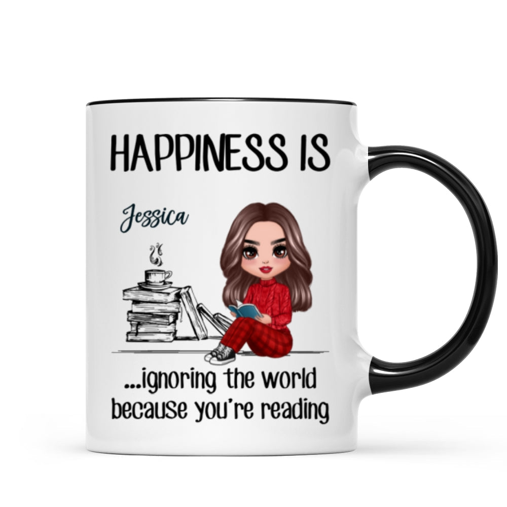 Happiness Is Ignoring The World Because You're Reading Book Personalized Mug