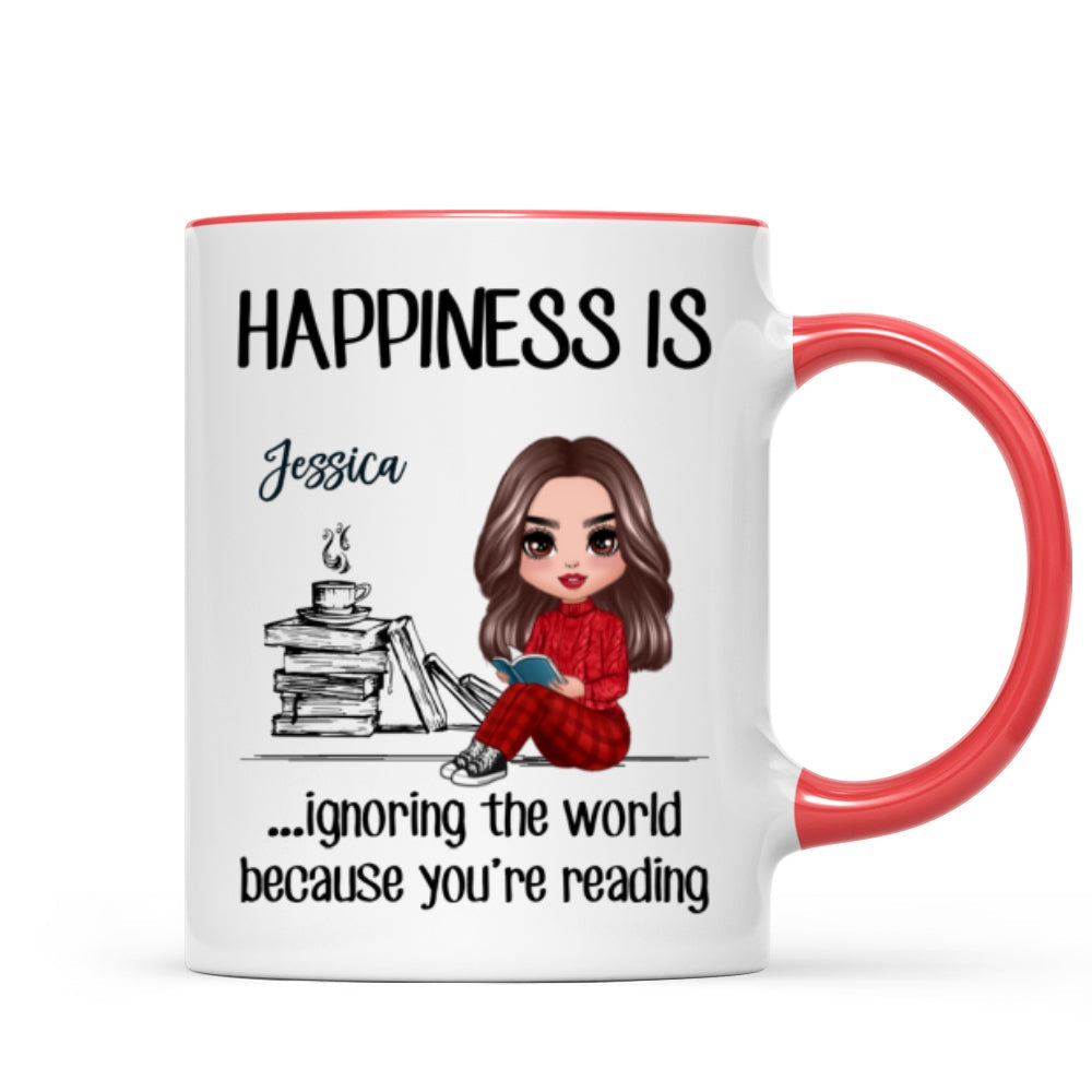 Happiness Is Ignoring The World Because You're Reading Book Personalized Mug