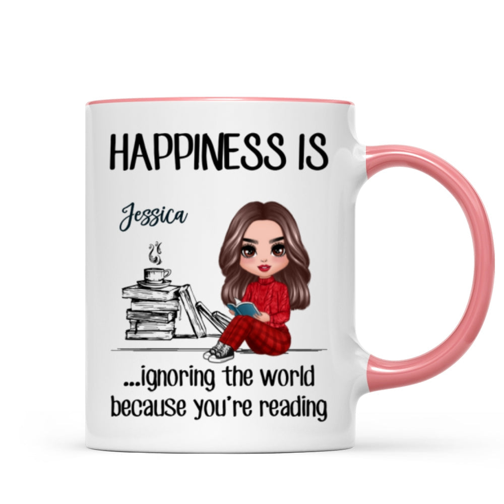 Happiness Is Ignoring The World Because You're Reading Book Personalized Mug