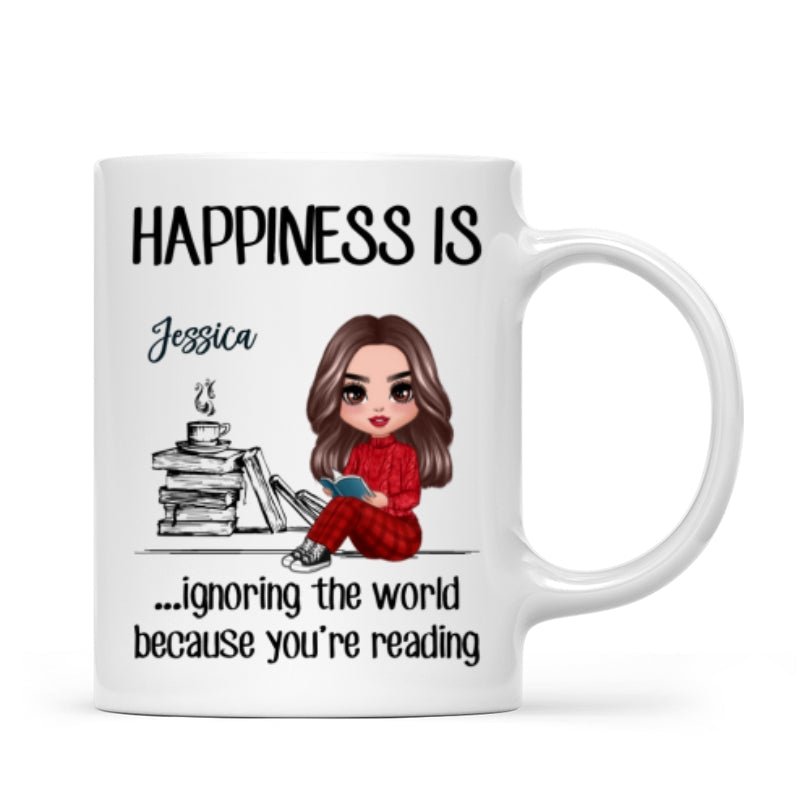 Happiness Is Ignoring The World Because You're Reading Book Personalized Mug