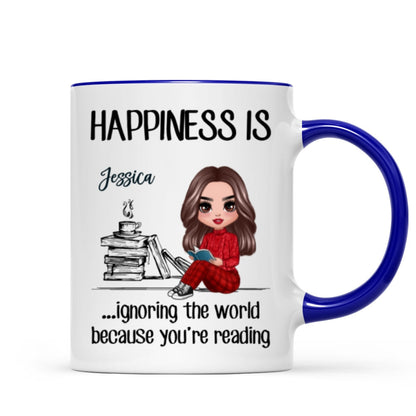 Happiness Is Ignoring The World Because You're Reading Book Personalized Mug