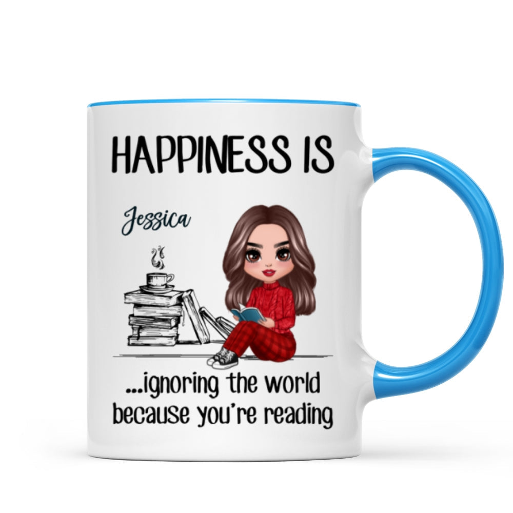 Happiness Is Ignoring The World Because You're Reading Book Personalized Mug