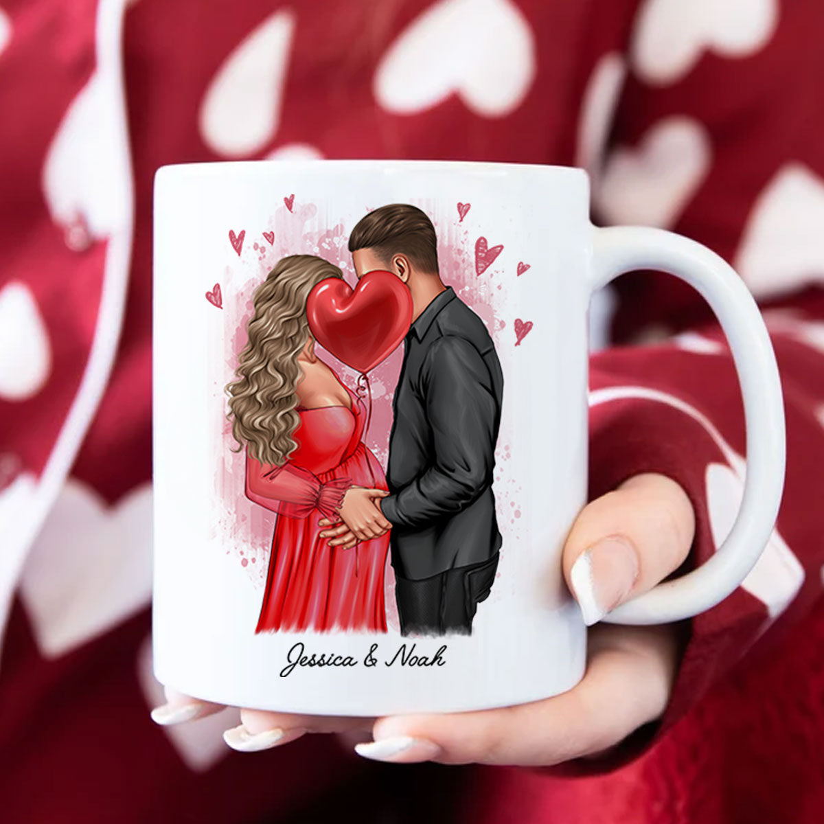 Personalized Pregnant Wife Mug, Kissing Couple, Expecting From Husband Gift, Mom To Be Vday Gift, Romantic Pregnancy Gift