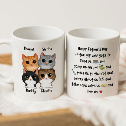 Watercolor Cute Cats Happy Father's Day To The Guy Gift For Cat Dad Personalized Mug