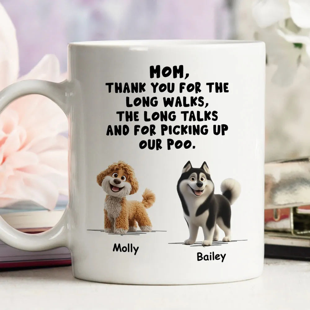 Personalized Dog Dad White Ceramic Mug with Funny Thank You Quote for Walks & Talks Unique Gift for Pet Dad